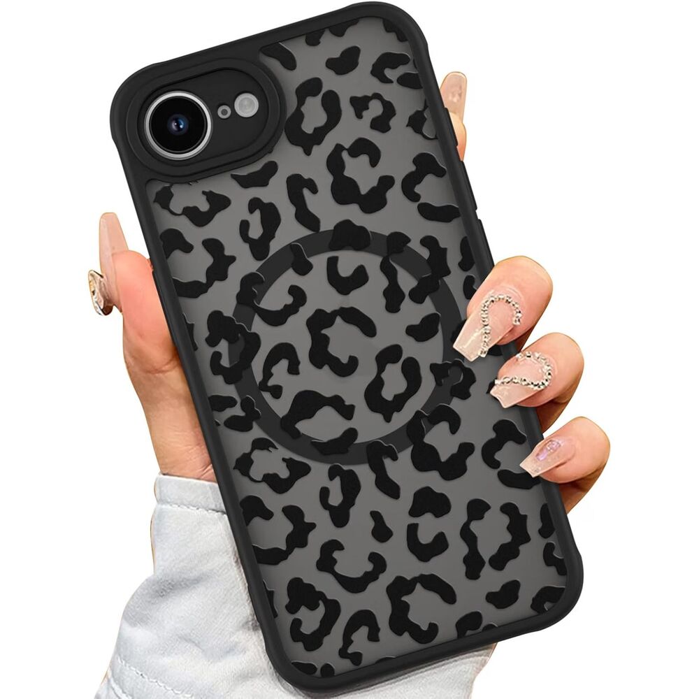 Magnetic Case for iPhone 17e/iPhone 16e, Black Leopard Pattern, 20K-206PH003